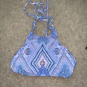 High neck tribal print bikini top